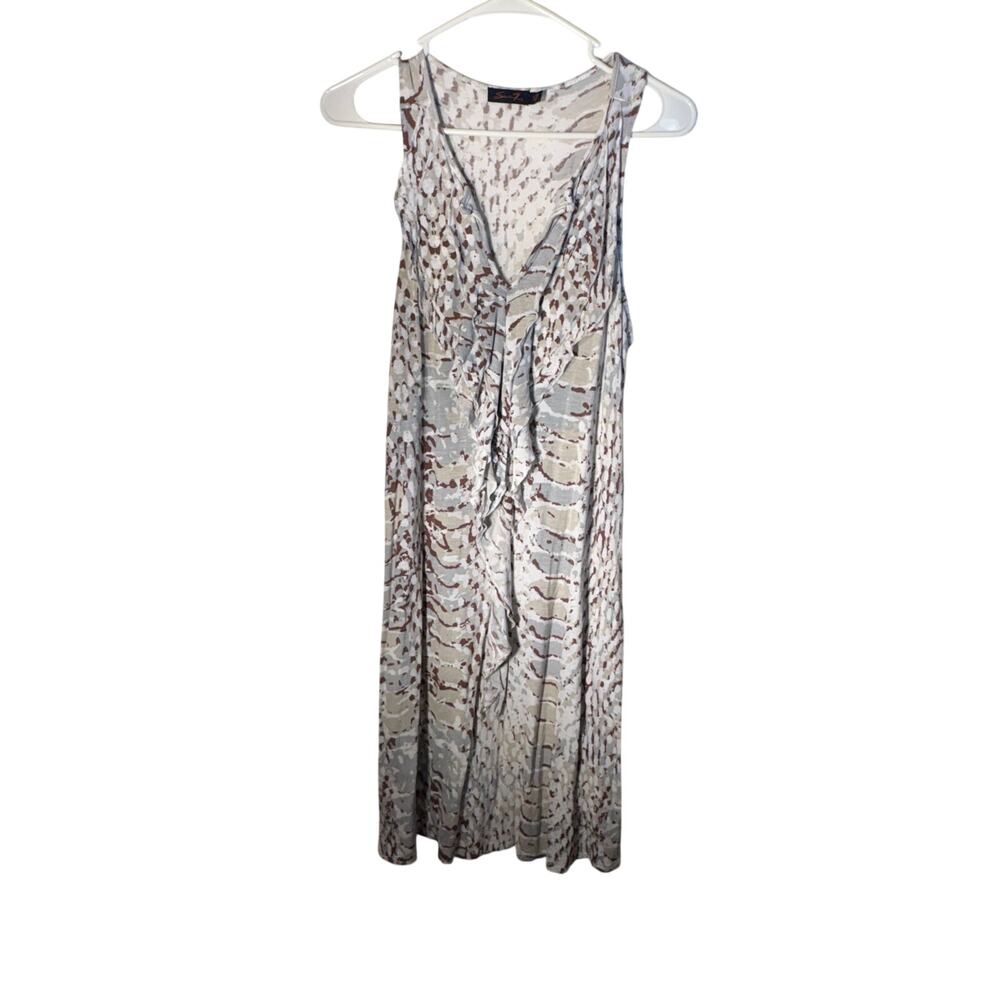 Seven7 Women's Midi Dress S White Animal like print Sleeveless Casual Boho
